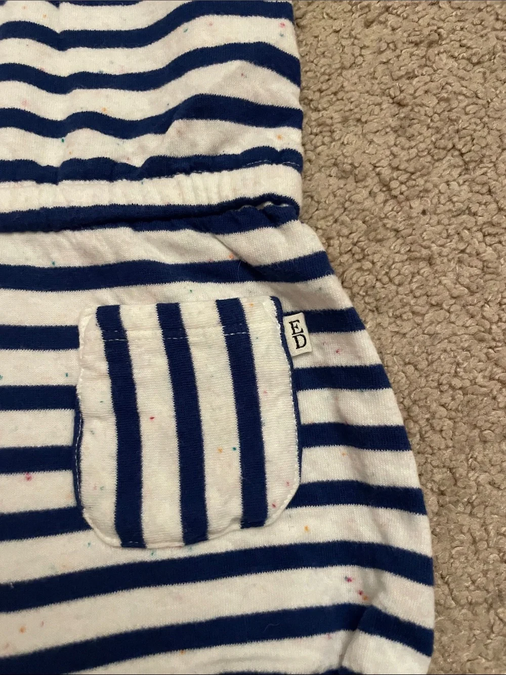 Ellen DeGeneres Navy and White Striped Girls' Romper with Strawberry Patch